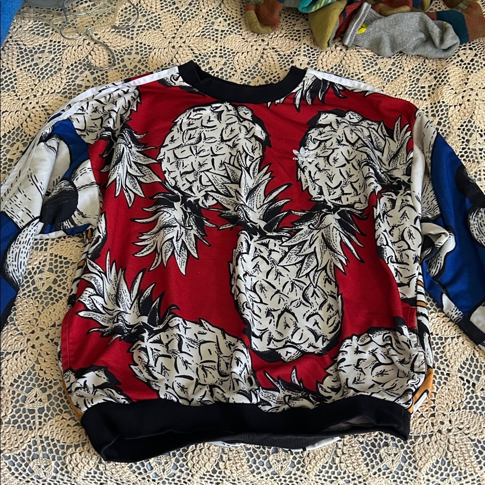 Adidas Red and Black Graphic Sweatshirt